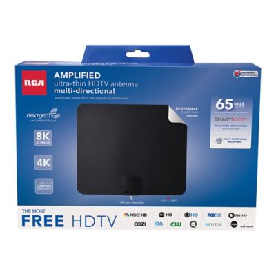 Image showing  Amplified Indoor Flat HDTV Multi-Directional Antenna up to 65-Mile Range