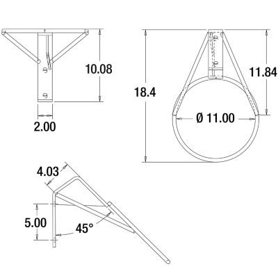 Image showing  45 Degree Frame Mount Traffic Cone Holder, Black Powder Coated