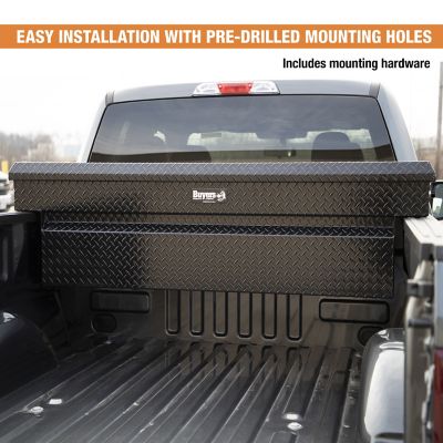Image showing  18x20x71 in. Gloss Black Diamond Tread Aluminum Crossover Truck Box, Keyed Alike For Fleets