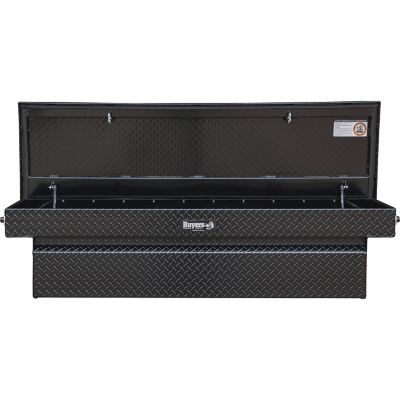 Image showing  18x20x71 in. Gloss Black Diamond Tread Aluminum Crossover Truck Box, Keyed Alike For Fleets