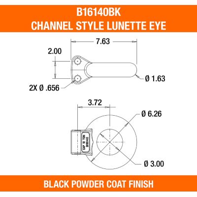 Image showing  Black 10-Ton Forged Steel Tow Eye 3 in. I.D.