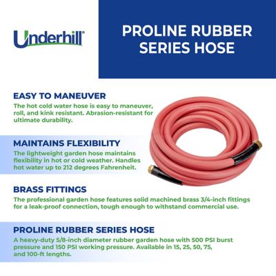 Image showing 5 th Underhill 3/4 in. x 75 ft. Rubber Hose, 150 PSI WP, 500 PSI Burst