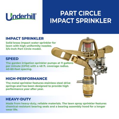 Image showing 2 th Underhill 1.25 in. Part Circle Impact Sprinkler, 1 in. & 1/8 in. Nozzles