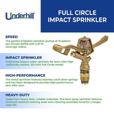 Image showing  0.75 in. Full Circle Impact Sprinkler, 3/16 in. & 1/8 in. Nozzles