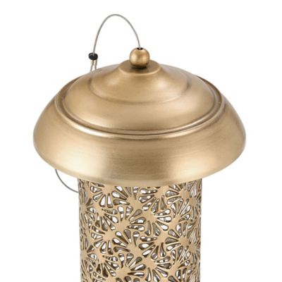 Image showing 2 th Royal Wing Metal Filigree Outdoor Bird Feeder, Gold