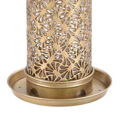 Image showing 3 th Royal Wing Metal Filigree Outdoor Bird Feeder, Gold