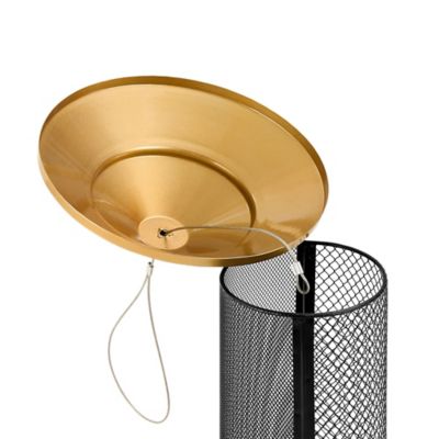 Image showing  Metal Mesh Twin Chamber Outdoor Bird Feeder, Black/Gold
