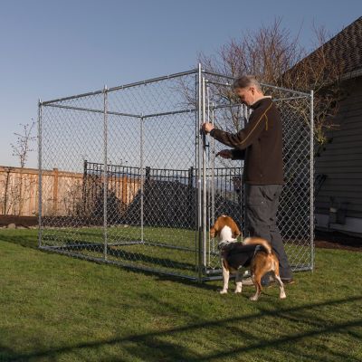 Image showing 7 th Lucky Dog 5 ft. x 10 ft. Galvanized Chain Link Kennel DIY Boxed Kit