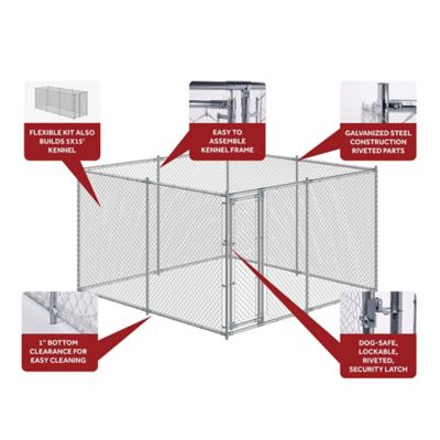 Image showing  5 ft. x 15 ft. Galvanized Chain Link Kennel DIY Boxed 2in1 Kit
