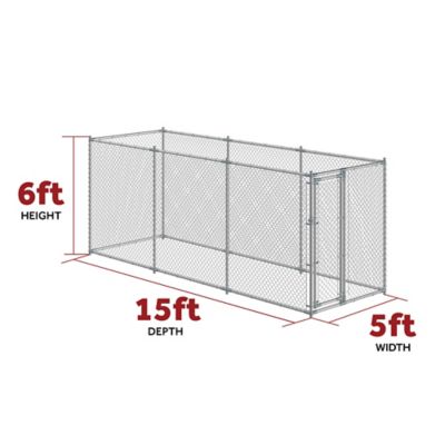 Image showing  5 ft. x 15 ft. Galvanized Chain Link Kennel DIY Boxed 2in1 Kit