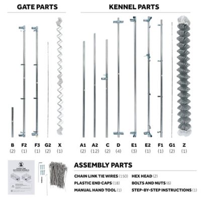 Image showing 9 th Lucky Dog 5 ft. x 15 ft. Galvanized Chain Link Kennel DIY Boxed 2in1 Kit