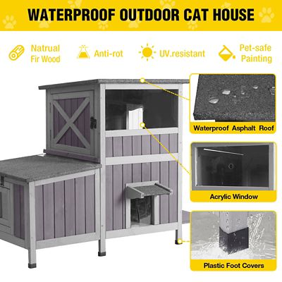 Image showing  2-Story Wooden Cat House with Asphalt Roof