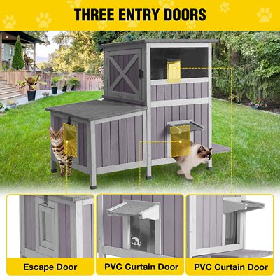 Image showing  2-Story Wooden Cat House with Asphalt Roof