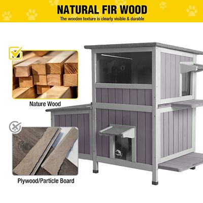 Image showing  2-Story Wooden Cat House with Asphalt Roof