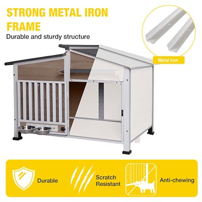 Image showing  heated Insulated Metal Frame Wooden Dog House