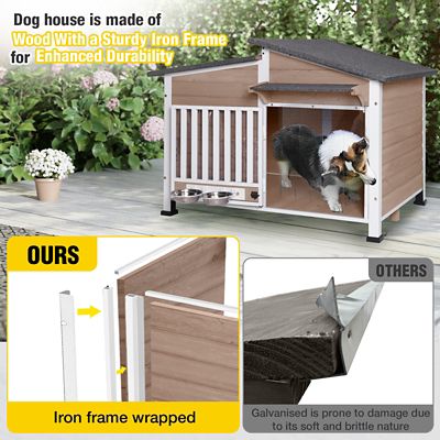 Image showing 5 th Aivituvin heated Insulated Metal Frame Wooden Dog House