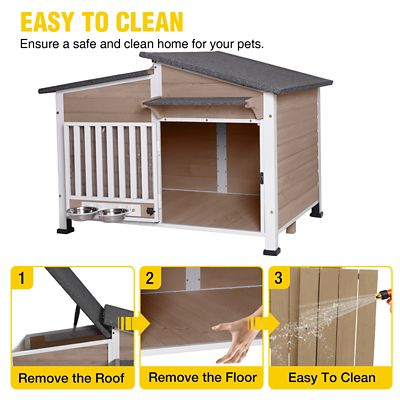 Image showing 6 th Aivituvin heated Insulated Metal Frame Wooden Dog House