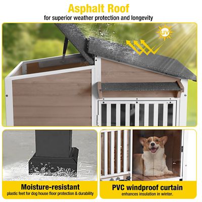 Image showing 8 th Aivituvin heated Insulated Metal Frame Wooden Dog House