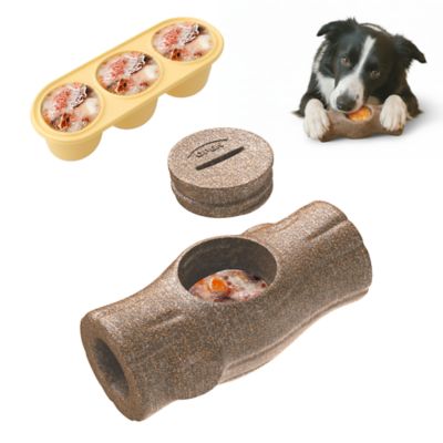 PawsPik 3 in 1 Tree-Stump Interactive Frozen Dog Treat Toy, Brown, Small