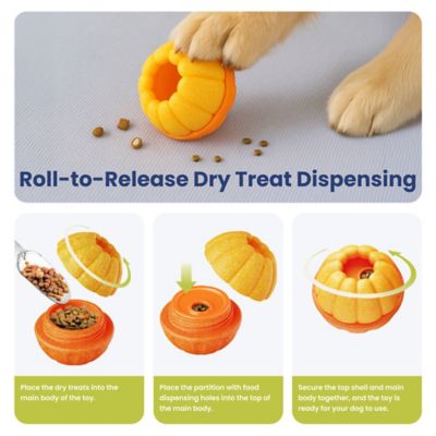 Image showing  2-in-1 Rolling Treat Dispenser & Frozen Lick Enrichment Doy Toy, Orange, Small