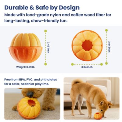 Image showing  2-in-1 Rolling Treat Dispenser & Frozen Lick Enrichment Doy Toy, Orange, Small