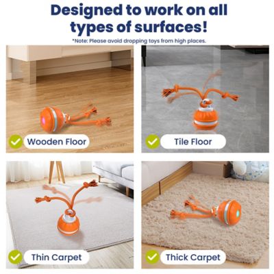 Image showing  Rope Runner Interactive Squeaky Rechargeable Small Dog Ball & Rope Toy, Orange, Small