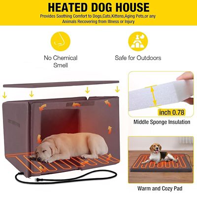 Image showing  Heated Outdoor Dog House with Removable Liner and Heating Pad