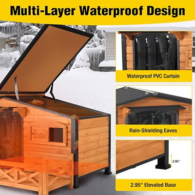 Image showing 6 th Aivituvin Outdoor Large Heated Dog House with Metal Frame