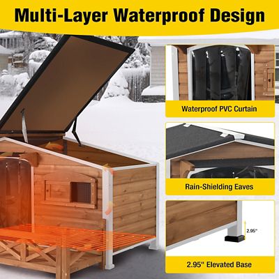 Image showing 6 th Aivituvin Outdoor Large Heated Dog House with Metal Frame