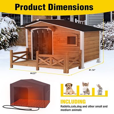 Image showing 9 th Aivituvin Outdoor Large Heated Dog House with Metal Frame