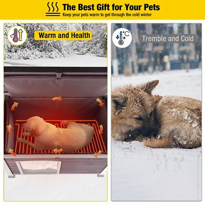 Image showing  Heated Large Wooden Dog House with Metal Frame