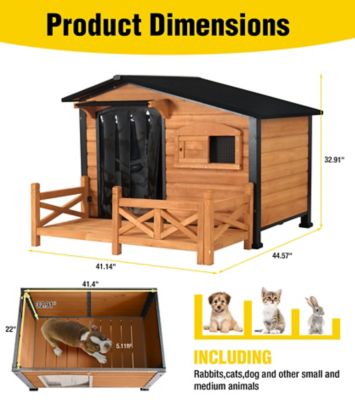 Image showing 7 th Aivituvin Outdoor Dog House with Metal Frame and Proch