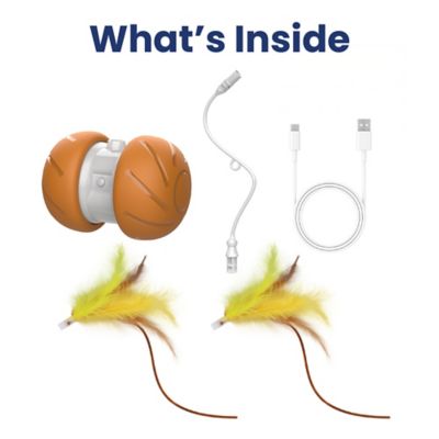 Image showing  Feather Tail Rechargeable Spinner Chasers Cat Toy, Orange