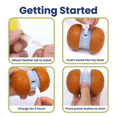 Image showing 7 th PawsPik Feather Tail Rechargeable Spinner Chasers Cat Toy, Orange