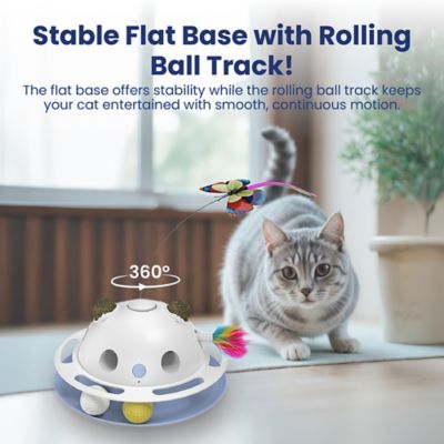 Image showing  Feather Frenzy 4-Function Interactive Cat Toy with Catnip Balls, White