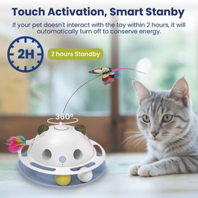 Image showing  Feather Frenzy 4-Function Interactive Cat Toy with Catnip Balls, White