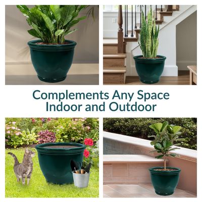 Image showing  18.5 in. Studio Glazed Ceramic Planter, Dark Green