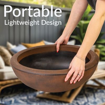 Image showing  20.75 in. Percival Round Polyresin Planter - Rust - 4pk