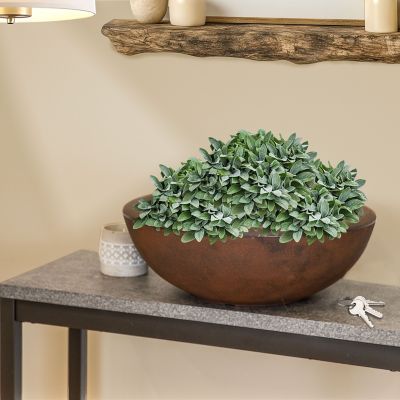 Image showing  20.75 in. Percival Round Polyresin Planter - Rust - 4pk