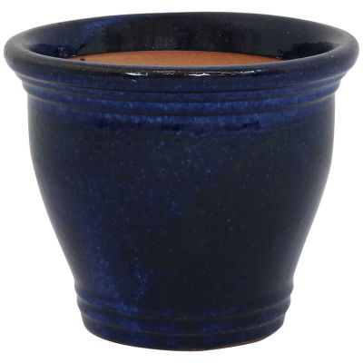 Image showing  11 in. Round Studio Planters with Saucers - Imperial Blue