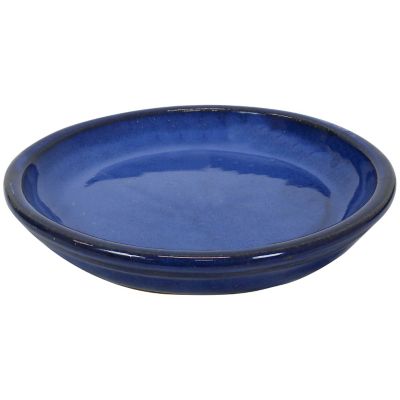 Image showing  11 in. Round Studio Planters with Saucers - Imperial Blue