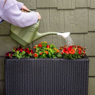 Image showing  3-Section Wicker Planter Box - Black