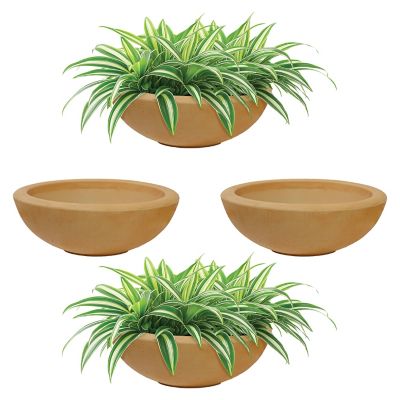 Sunnydaze Decor 20.75 in Percival Round Polyresin Planter - Sand - 4pk