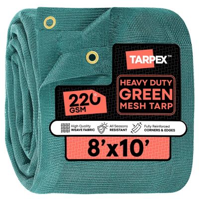 Tarpex 10 ft. x 10 ft. Green Heavy-Duty Weather Resistant 6.5 oz. 70% Shade Polyethylene Mesh Truck Tarp