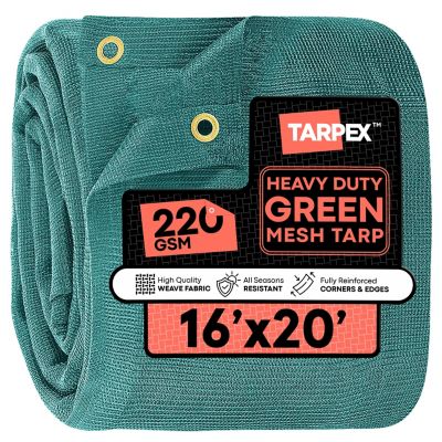 Tarpex 16 ft. x 20 ft. Green Heavy-Duty Weather Resistant 6.5 oz. 70% Shade Polyethylene Mesh Truck Tarp