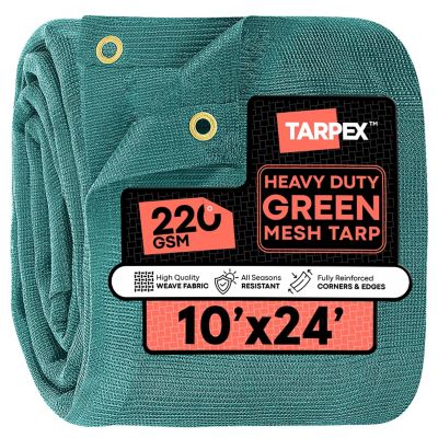 Tarpex 20' x 30' Green Heavy-Duty Weather Resistant 6.5 oz. 70% Shade Polyethylene Mesh Truck Tarp