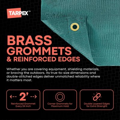 Image showing  20 ft. x 50 ft. Green Heavy-Duty Weather Resistant 6.5 oz. 70% Shade Polyethylene Mesh Truck Tarp