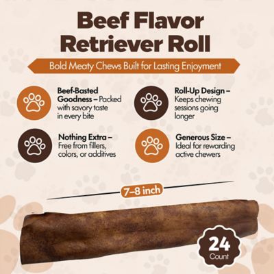 Image showing  Retriever Rolls 7 to 8-in Beef Flavor Rawhide Dog Chew Treats, 24 ct.