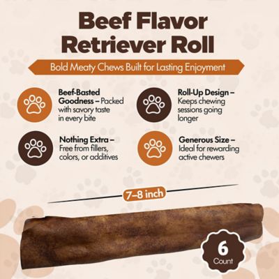 Image showing  Retriever Rolls 7 to 8-in Beef Flavor Rawhide Dog Chew Treats, 6 ct.