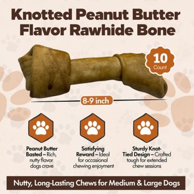 Image showing  Knotted 8 to 9-in Peanut Butter Flavor Rawhide Bone Dog Treats, 10 ct.